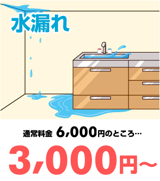 水漏れ 通常6000円のところ...3000円～